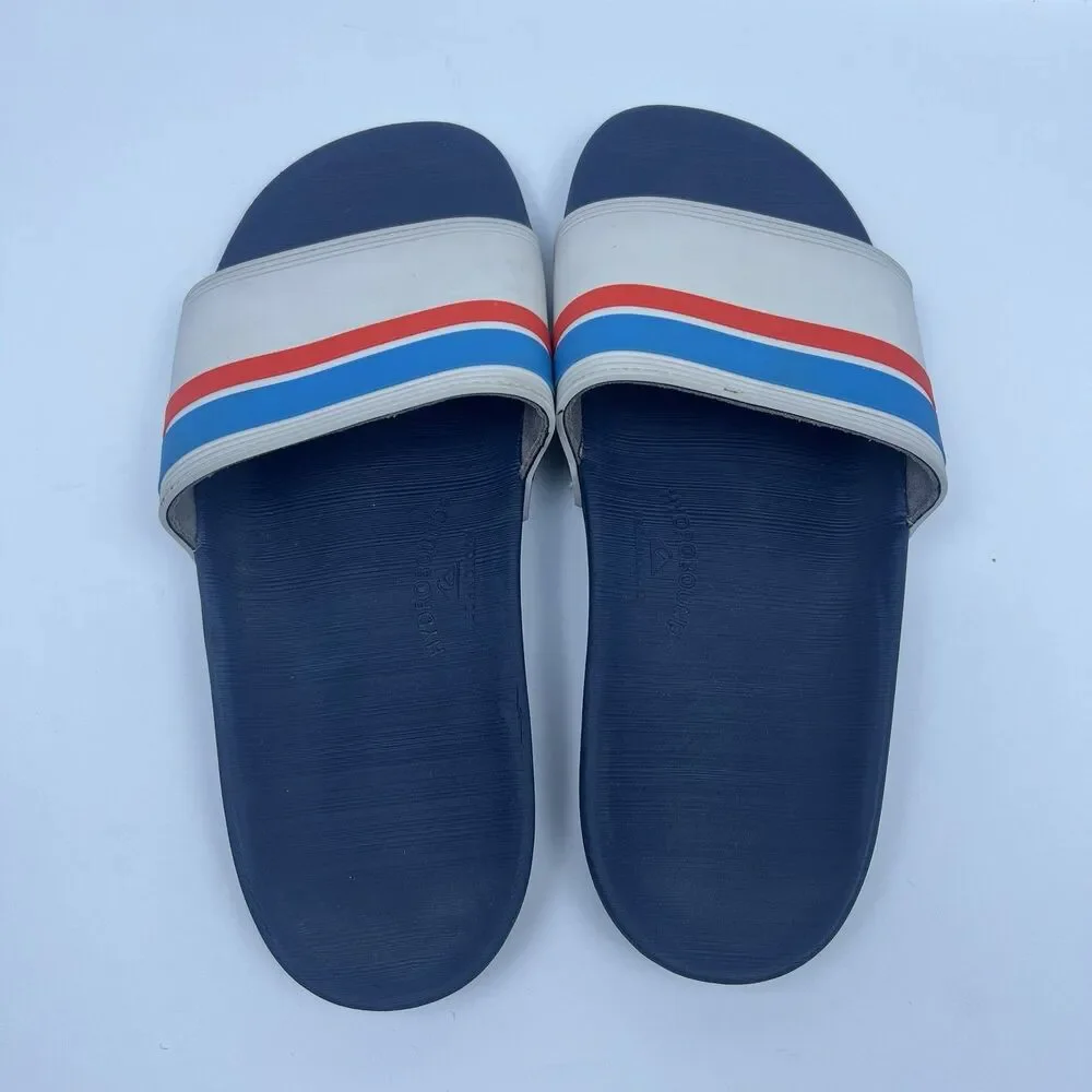 Quiksilver Men's Slide Sandals Blue Red Grey Hydrobound Recovery Size 10/11